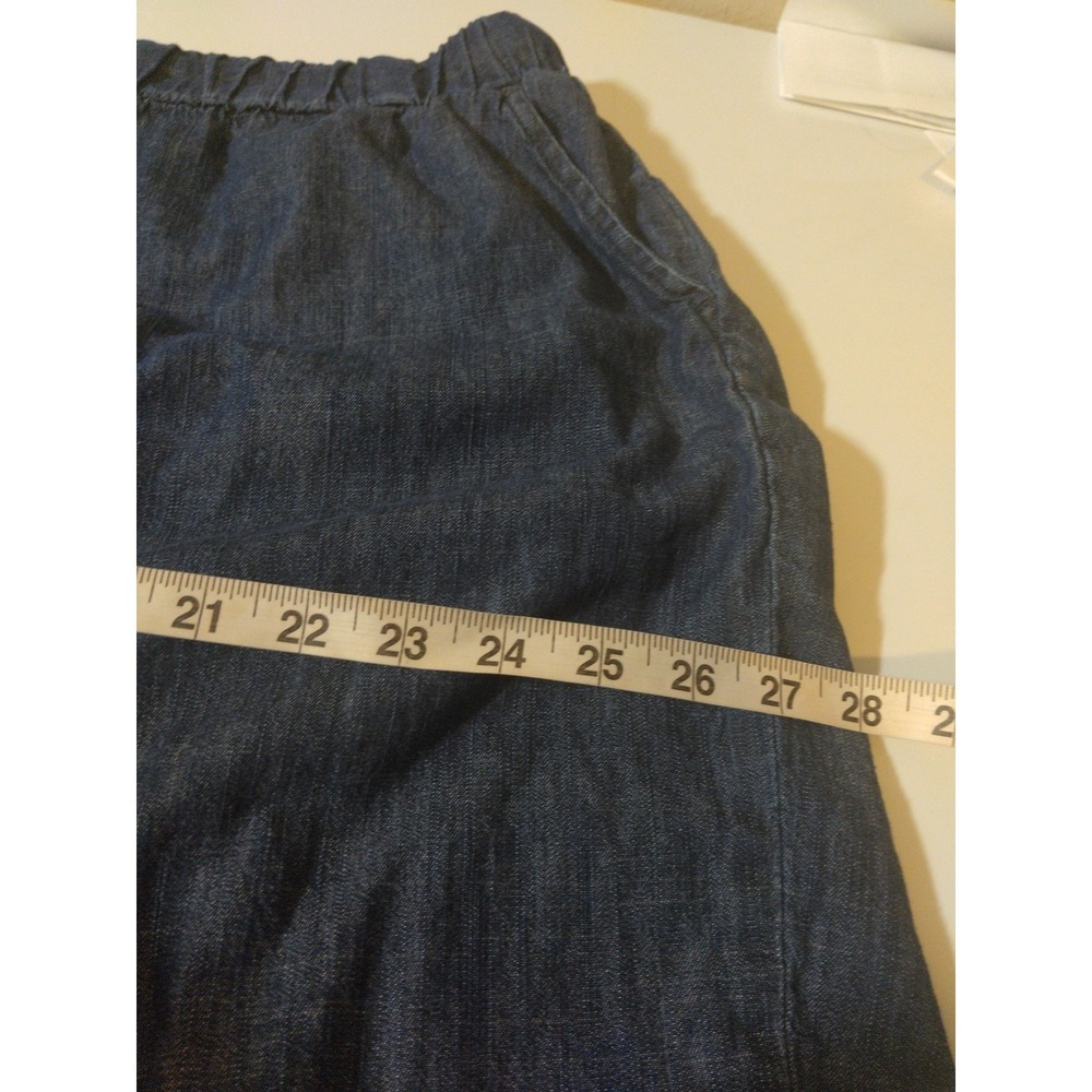 Woman Within Wide Leg Cropped Denim Pants Plus Size 26 Elastic Waist Flowy - Picture 5 of 9